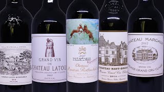 5 First Growths Bordeaux drinking Lets buy amp enjoy Bordeaux Premier Grands Crus in LA USA [upl. by Virgel908]