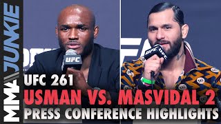 Kamaru Usman vs Jorge Masvidal press conference highlights  UFC 261 [upl. by Atteynad]