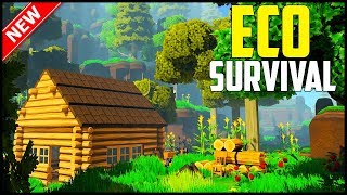 ECO Survival  Part 1 Theres a Meteor Coming Open World Survival Crafting Building Gameplay [upl. by Nnovahs696]