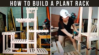 DIY Plant Rack out of Pallet Wood  How to build a Plant Shelf [upl. by Conney364]