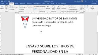 Cómo hacer una carátula en Word [upl. by Adlanor]