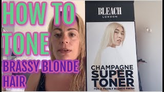 HOW TO TONE BRASSY BLONDE HAIR AT HOME [upl. by Adar807]