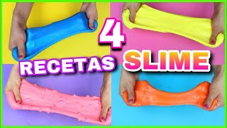 4 RECETAS PARA HACER SLIME  SLIME FÁCIL Y SIN BÓRAX  NatyGloss [upl. by Kalila800]