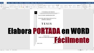 CÓMO HACER UNA PORTADA EN WORD FÁCILMENTE [upl. by Vick]