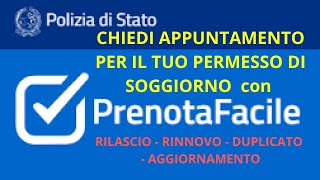 NUOVO MODO PER PRENOTARE APPUNTAMENTO RILASCIO RINNOVO AGGIORNAMENTO DEL PERMESSO DI SOGGIORNO [upl. by Tedi]