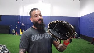 BREAKING IN A CATCHERS MITT IN ONE DAY GAME READY [upl. by Atteuqram]