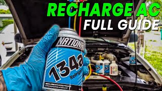 How To Add or Recharge CarTruck Freon  Make Your AC Blow Cold  FULL GUIDE [upl. by Norrad]