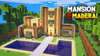 MINECRAFT COMO HACER UNA INCREIBLE MANSION DE MADERA 100 SURVIVAL  LA MEJOR MANSION SURVIVAL PRO [upl. by Bolitho]