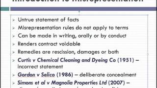 Misrepresentation Lecture 1 of 4 [upl. by Medardas]