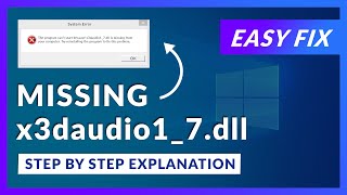 x3daudio17dll Missing Error  How to Fix  2 Fixes  2021 [upl. by Beka]