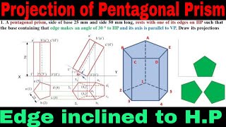 Pentagonal Prism  Projection of Solid  Edge Inclined to HP rajagopalthangavelsforum [upl. by Kannry910]