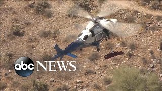 Stretcher spins out of control during air rescue [upl. by Ellehsim]